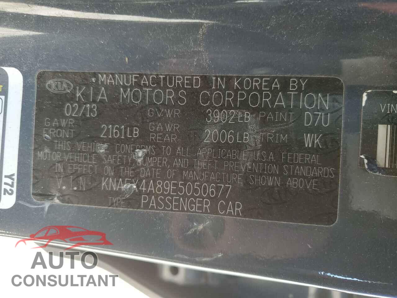 KIA FORTE 2014 - KNAFX4A89E5050677