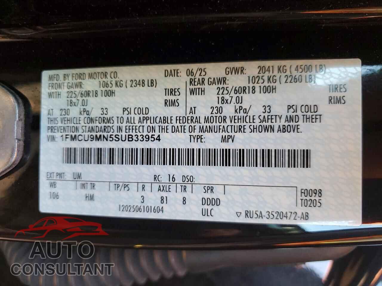 FORD ESCAPE 2025 - 1FMCU9MN5SUB33954