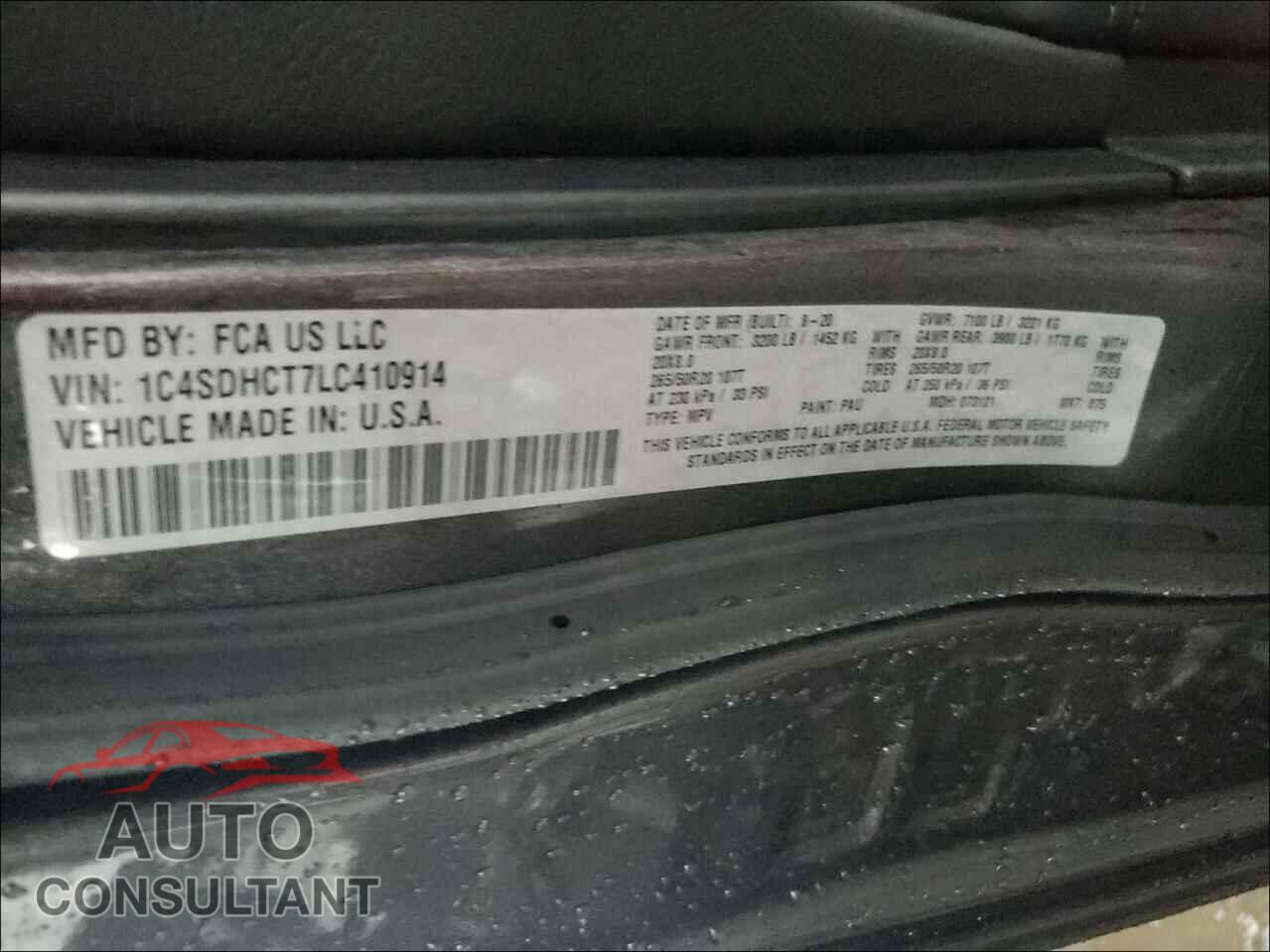 DODGE DURANGO 2020 - 1C4SDHCT7LC410914