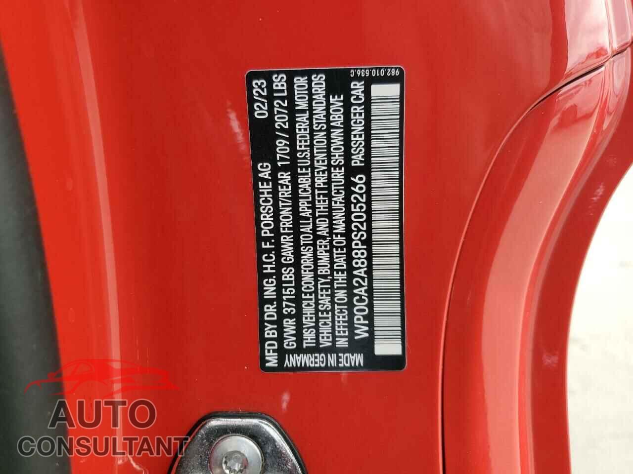 PORSCHE BOXSTER 2023 - WP0CA2A88PS205266