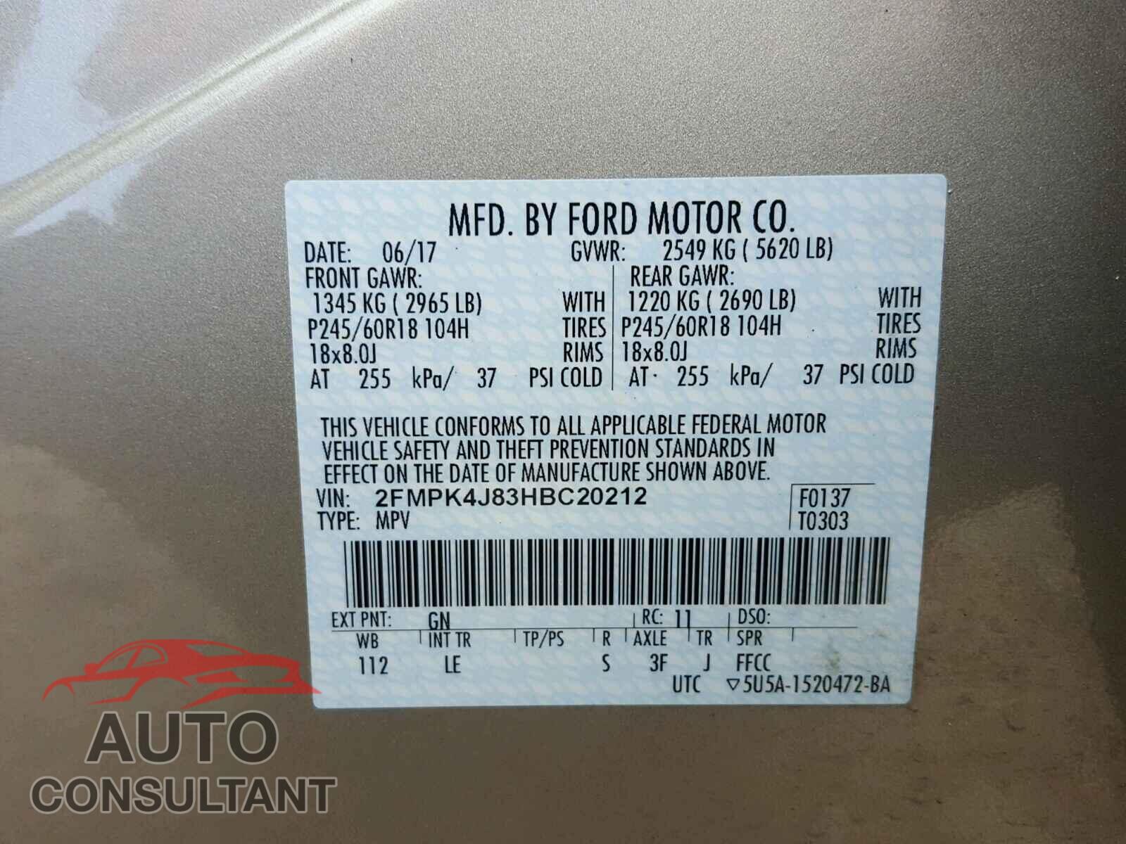 FORD EDGE SEL 2017 - 2FMPK4J83HBC20212