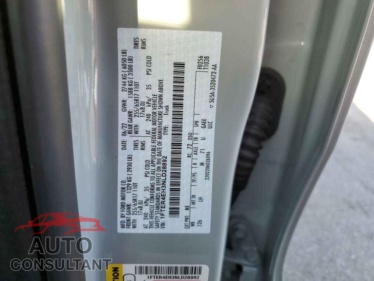 FORD RANGER 2022 - 1FTER4EH3NLD28892