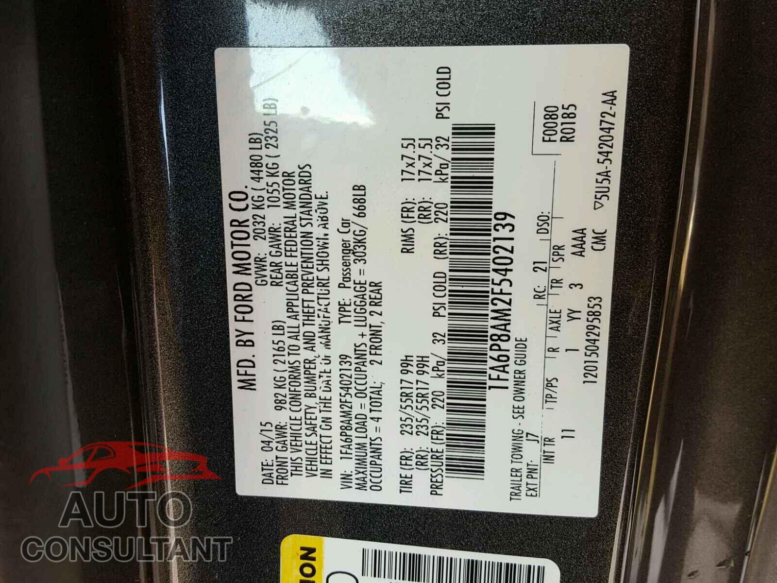 FORD MUSTANG 2015 - 1FA6P8AM2F5402139