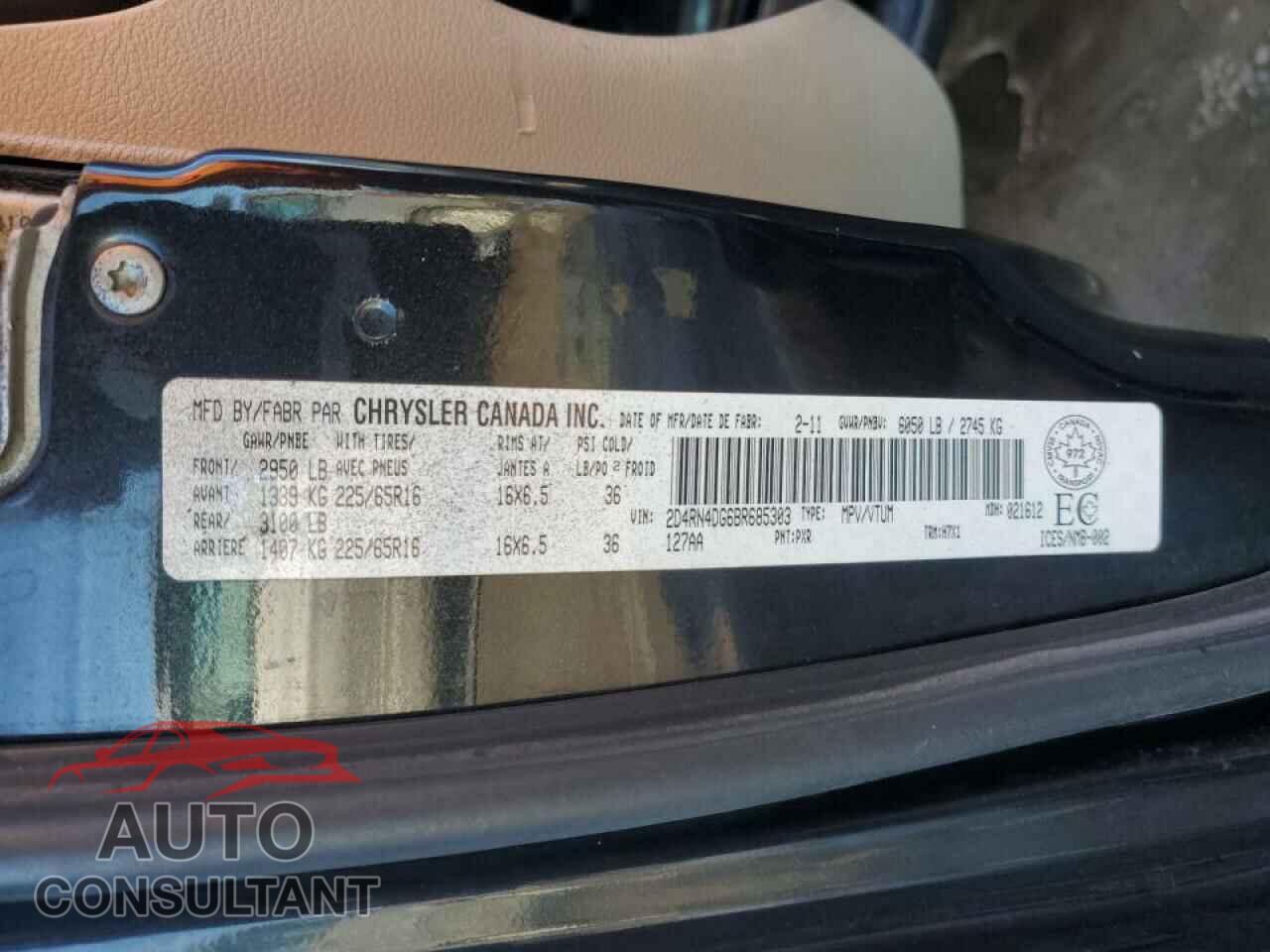DODGE CARAVAN 2011 - 2D4RN4DG6BR685303