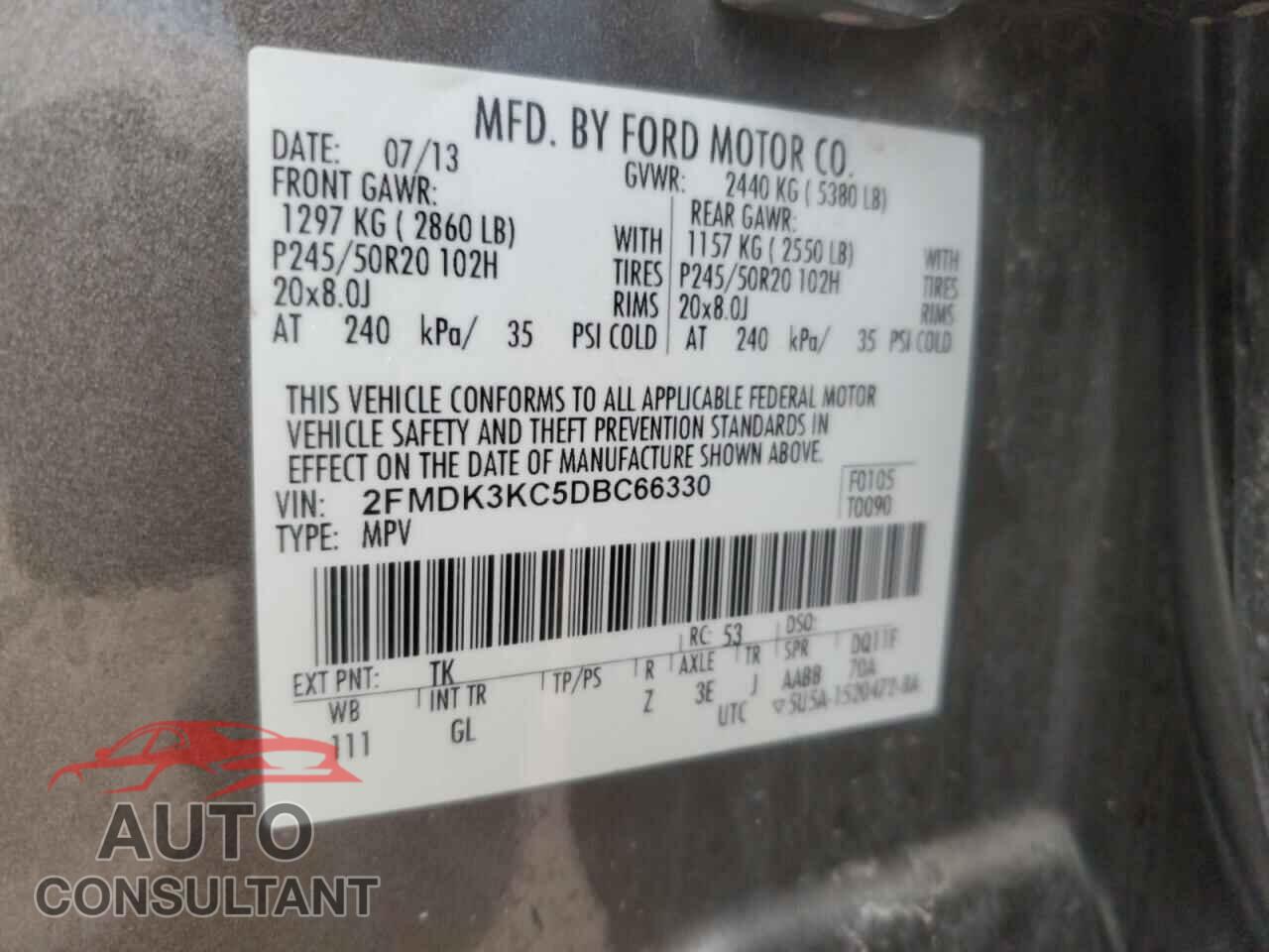 FORD EDGE 2013 - 2FMDK3KC5DBC66330