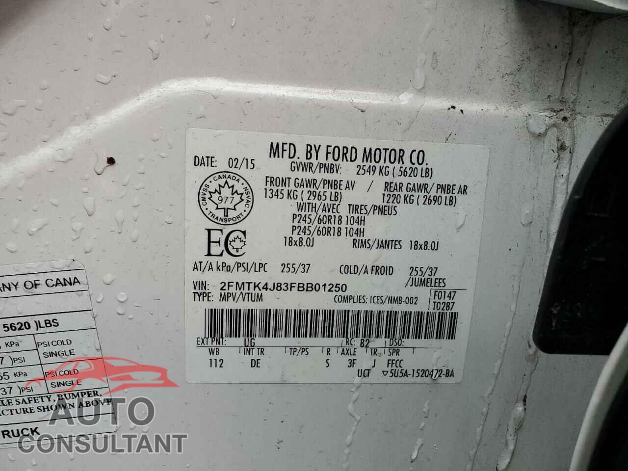 FORD EDGE 2015 - 2FMTK4J83FBB01250