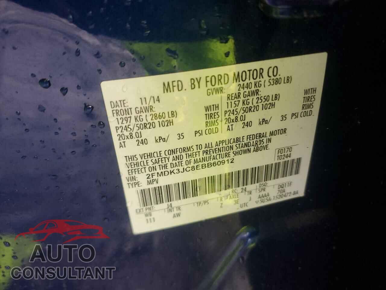 FORD EDGE 2014 - 2FMDK3JC8EBB60912