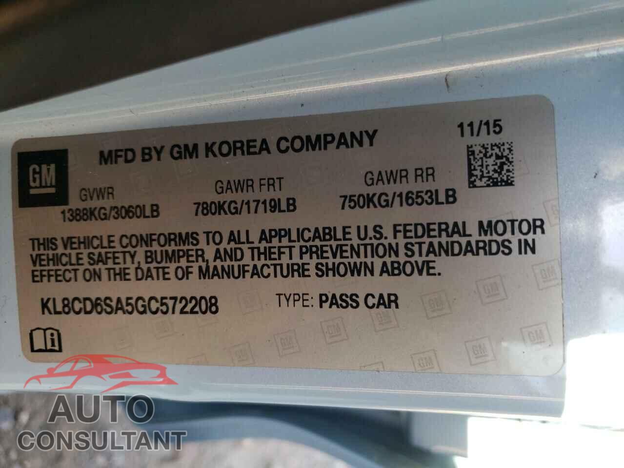 CHEVROLET SPARK 2016 - KL8CD6SA5GC572208