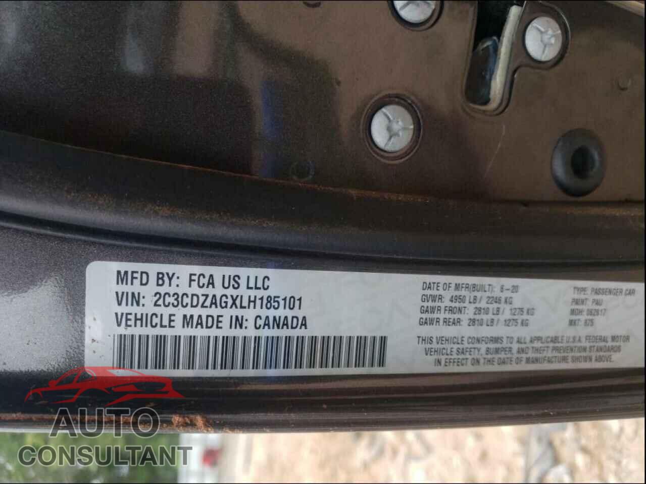 DODGE CHALLENGER 2020 - 2C3CDZAGXLH185101