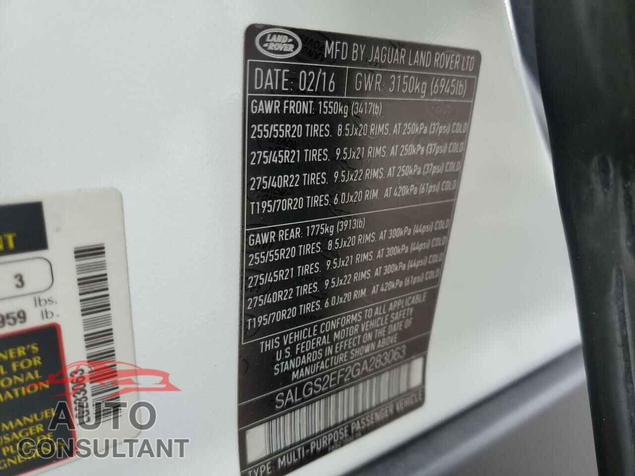 LAND ROVER RANGEROVER 2016 - SALGS2EF2GA283063