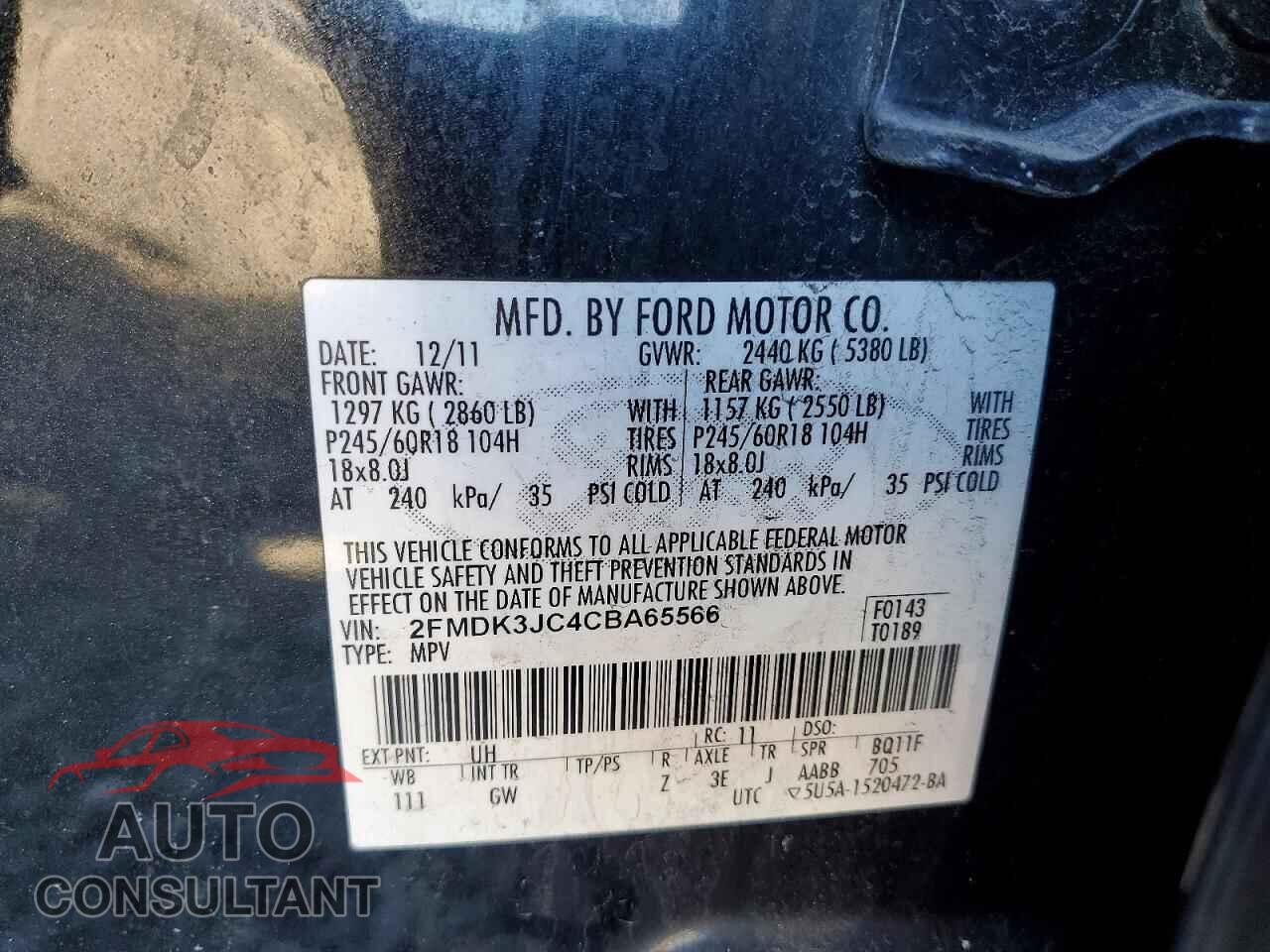 FORD EDGE 2012 - 2FMDK3JC4CBA65566