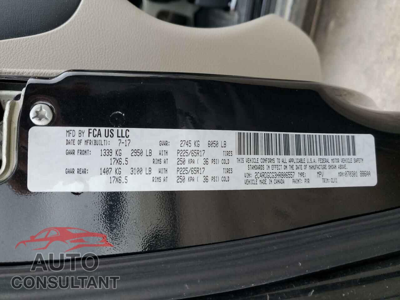 DODGE CARAVAN 2017 - 2C4RDGCG3HR806557