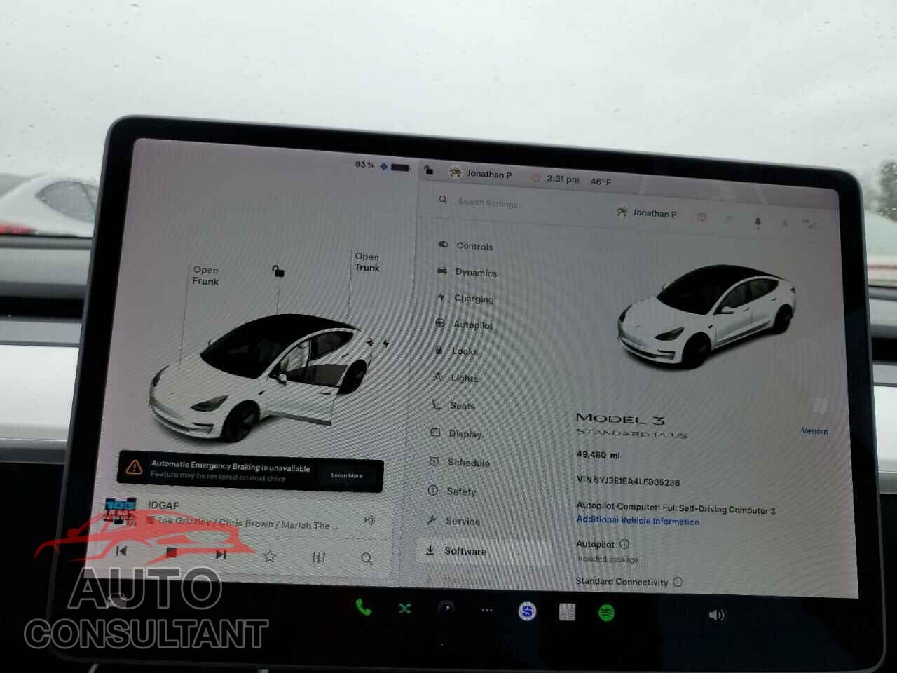 TESLA MODEL 3 2020 - 5YJ3E1EA4LF805236
