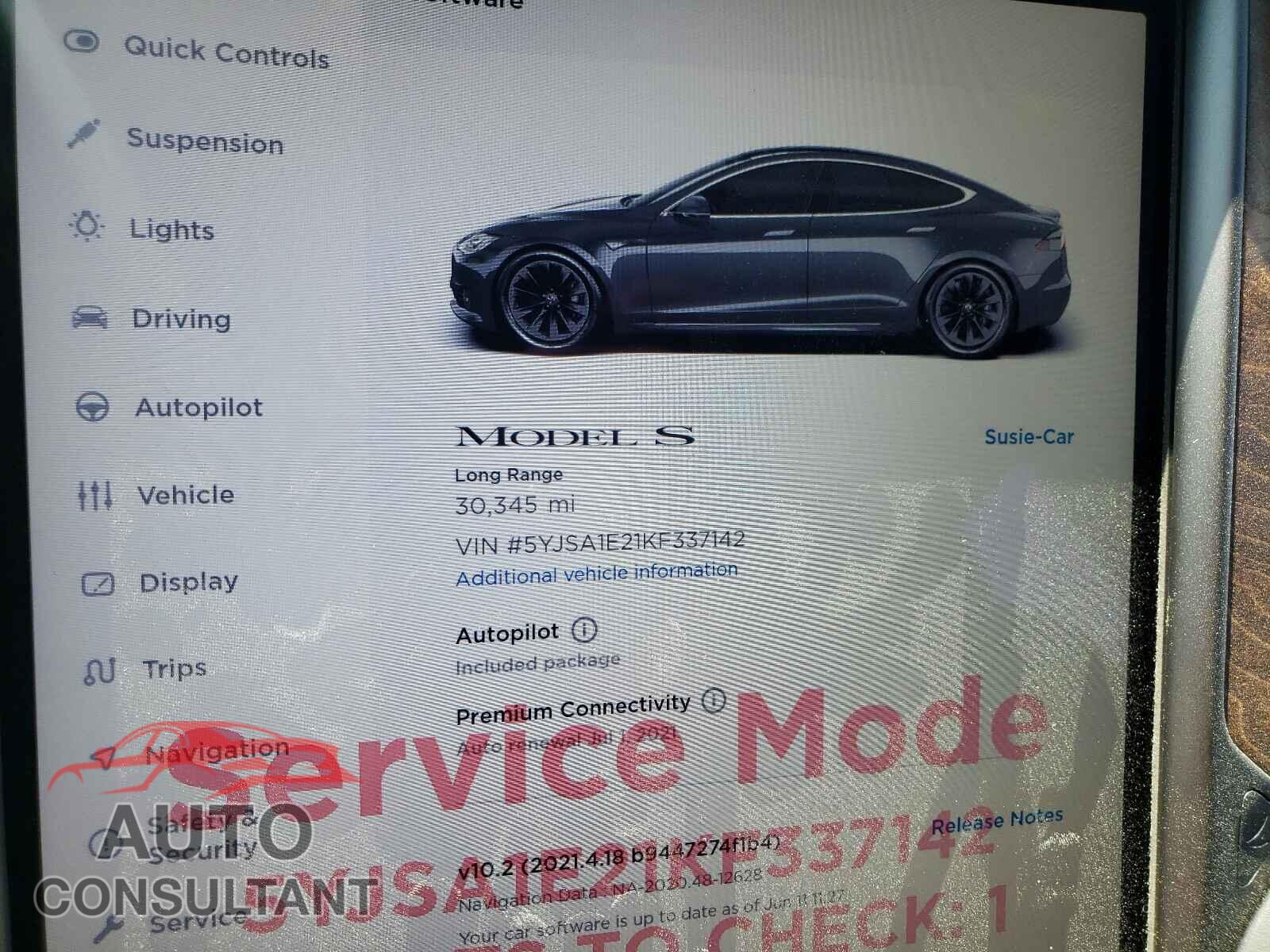 TESLA MODEL S 2019 - 5YJSA1E21KF337142
