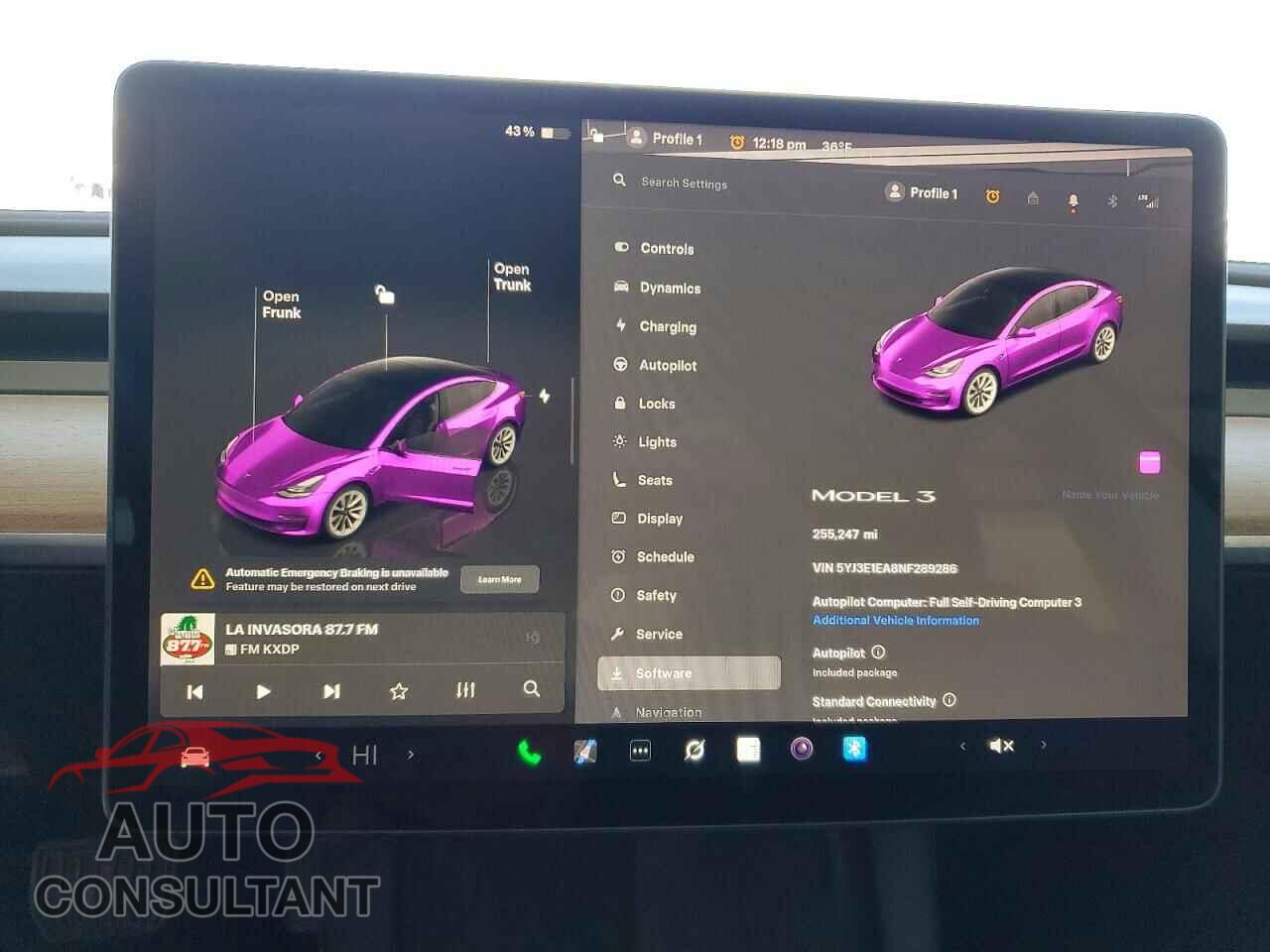 TESLA MODEL 3 2022 - 5YJ3E1EA8NF289286