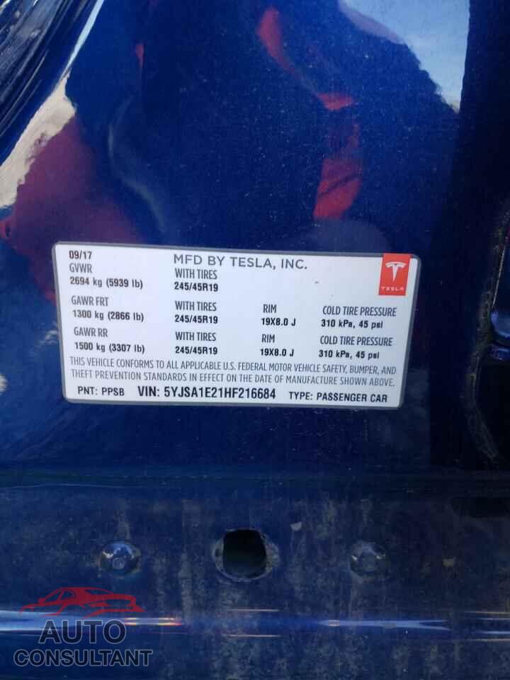 TESLA MODEL S 2017 - 5YJSA1E21HF216684