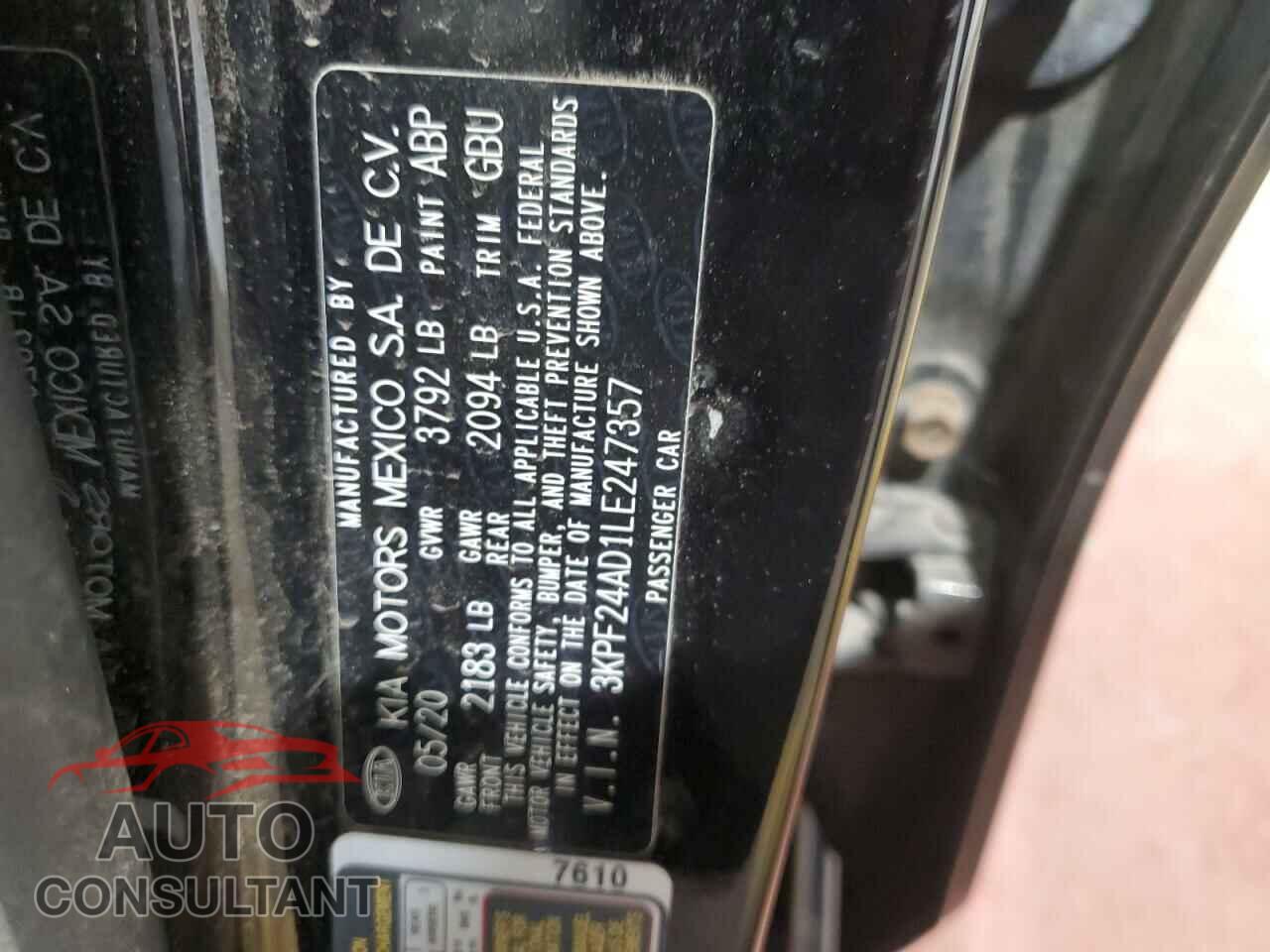 KIA FORTE 2020 - 3KPF24AD1LE247357