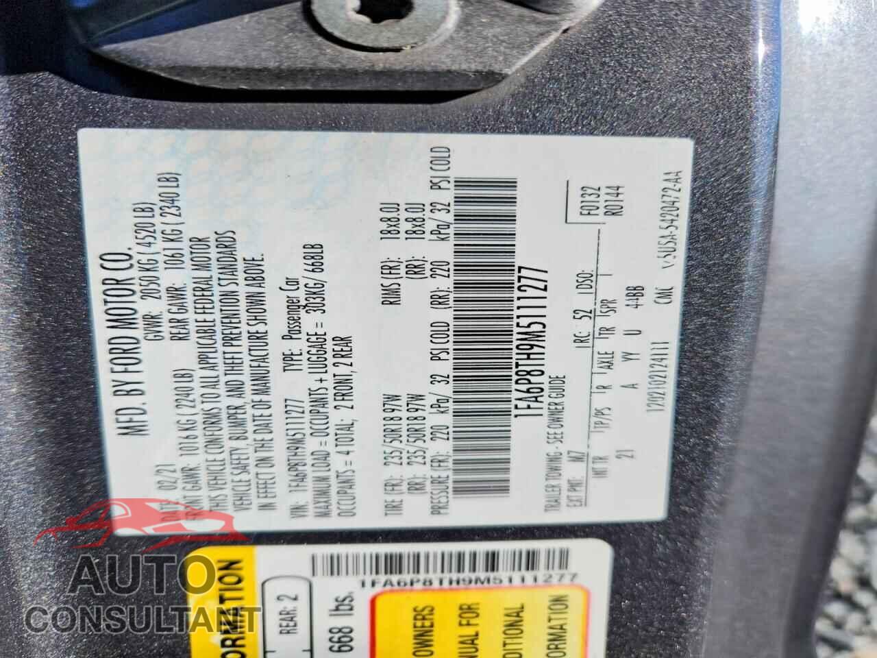 FORD MUSTANG 2021 - 1FA6P8TH9M5111277