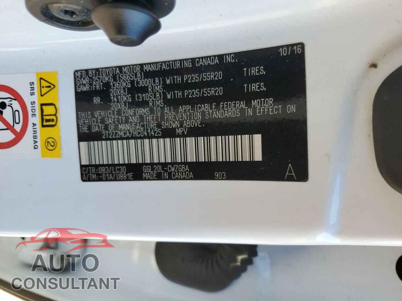 LEXUS RX350 2017 - 2T2ZZMCA7HC041425