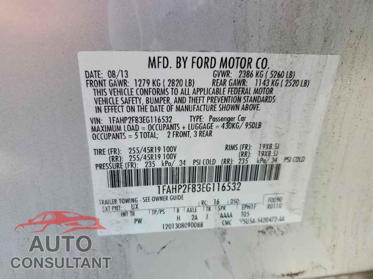 FORD TAURUS 2014 - 1FAHP2F83EG116532