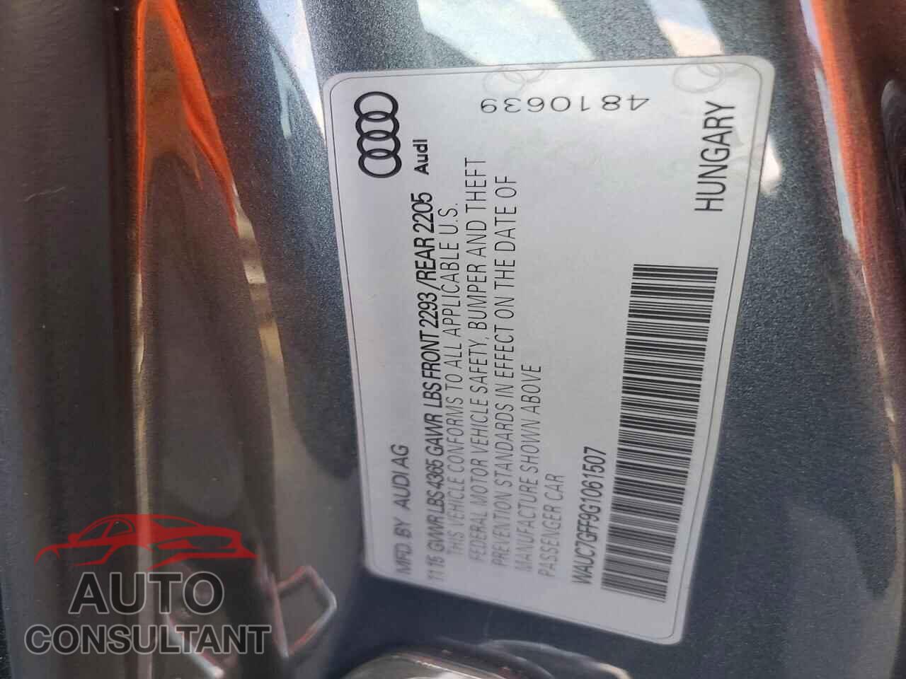 AUDI A3 2016 - WAUC7GFF9G1061507