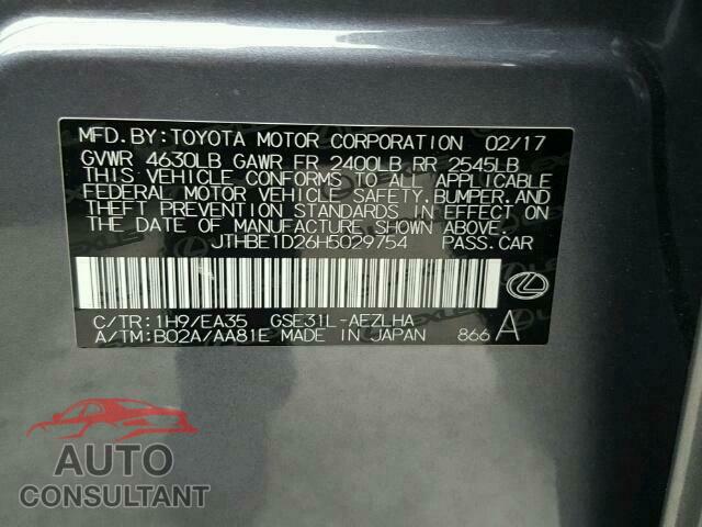 LEXUS IS 2017 - JTHBE1D26H5029754