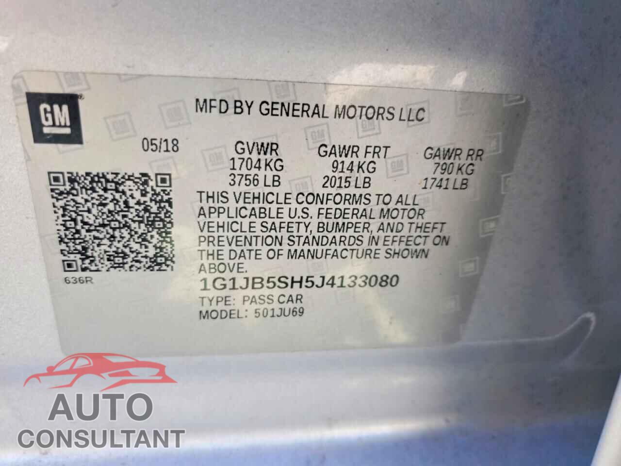 CHEVROLET SONIC 2018 - 1G1JB5SH5J4133080