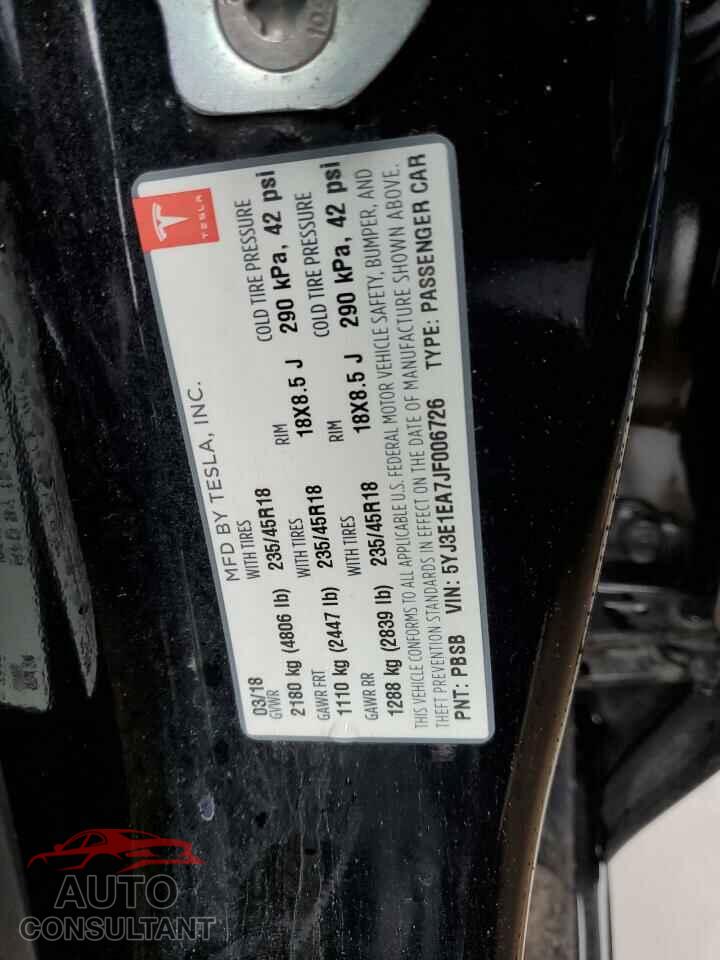 TESLA MODEL 3 2018 - 5YJ3E1EA7JF006726