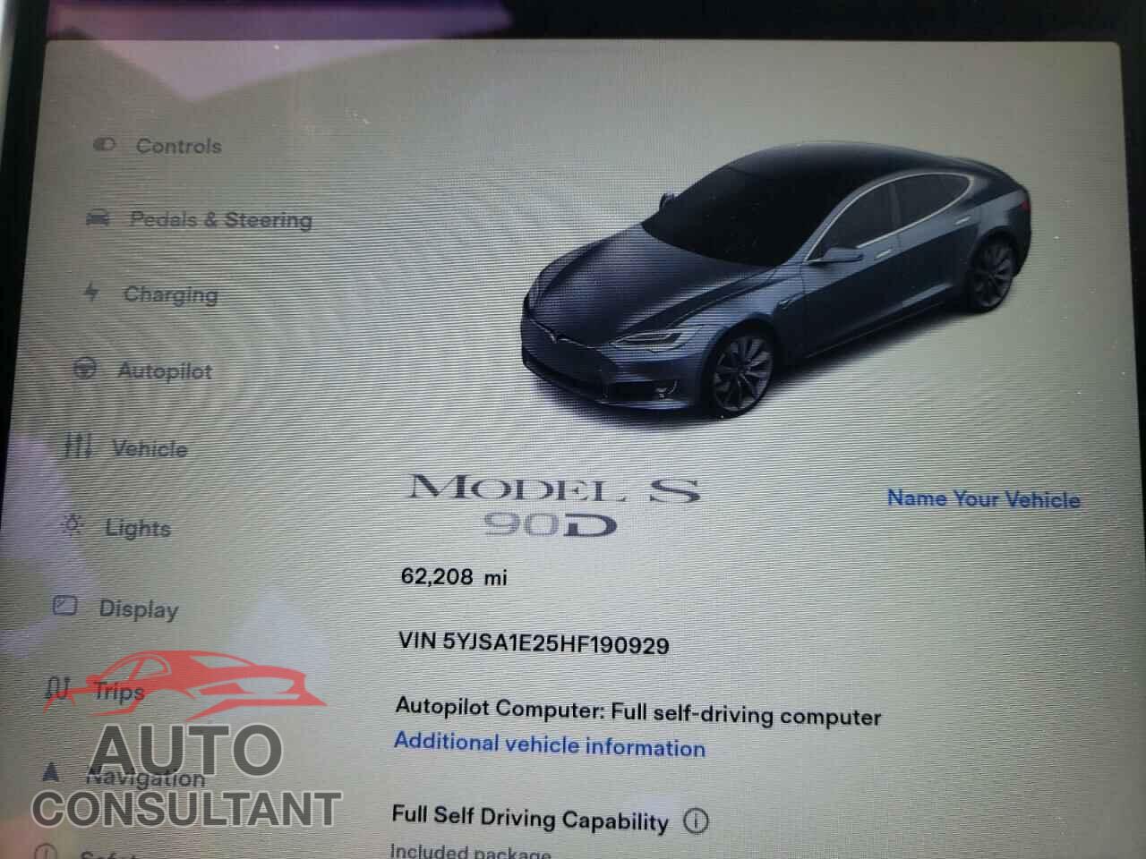 TESLA MODEL S 2017 - 5YJSA1E25HF190929