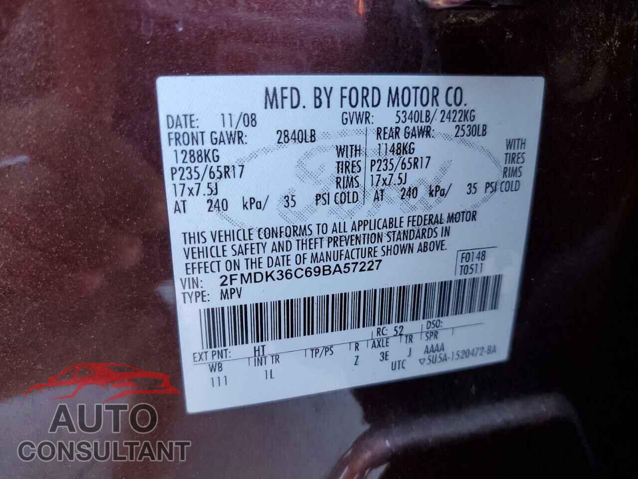 FORD EDGE 2009 - 2FMDK36C69BA57227