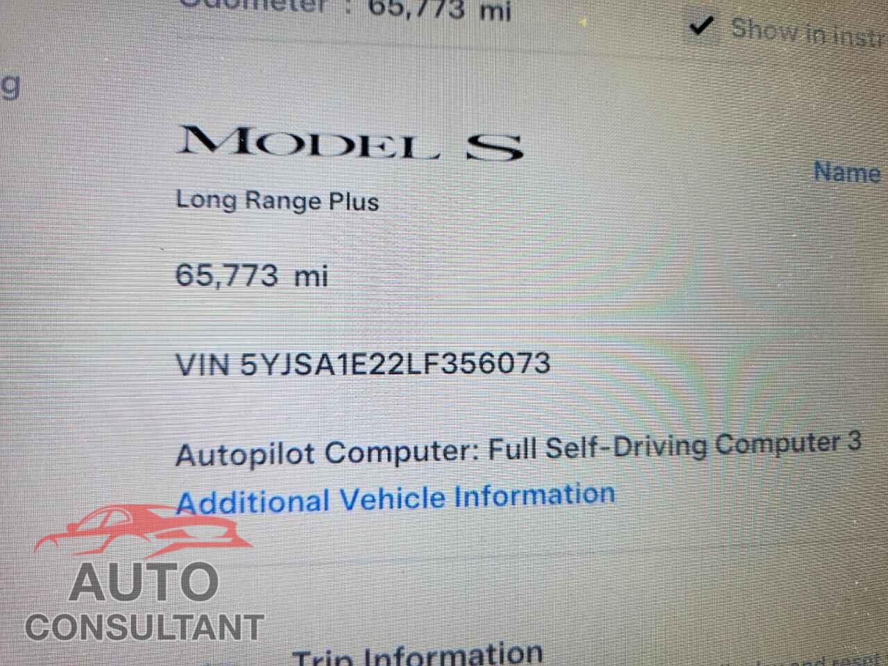 TESLA MODEL S 2020 - 5YJSA1E22LF356073