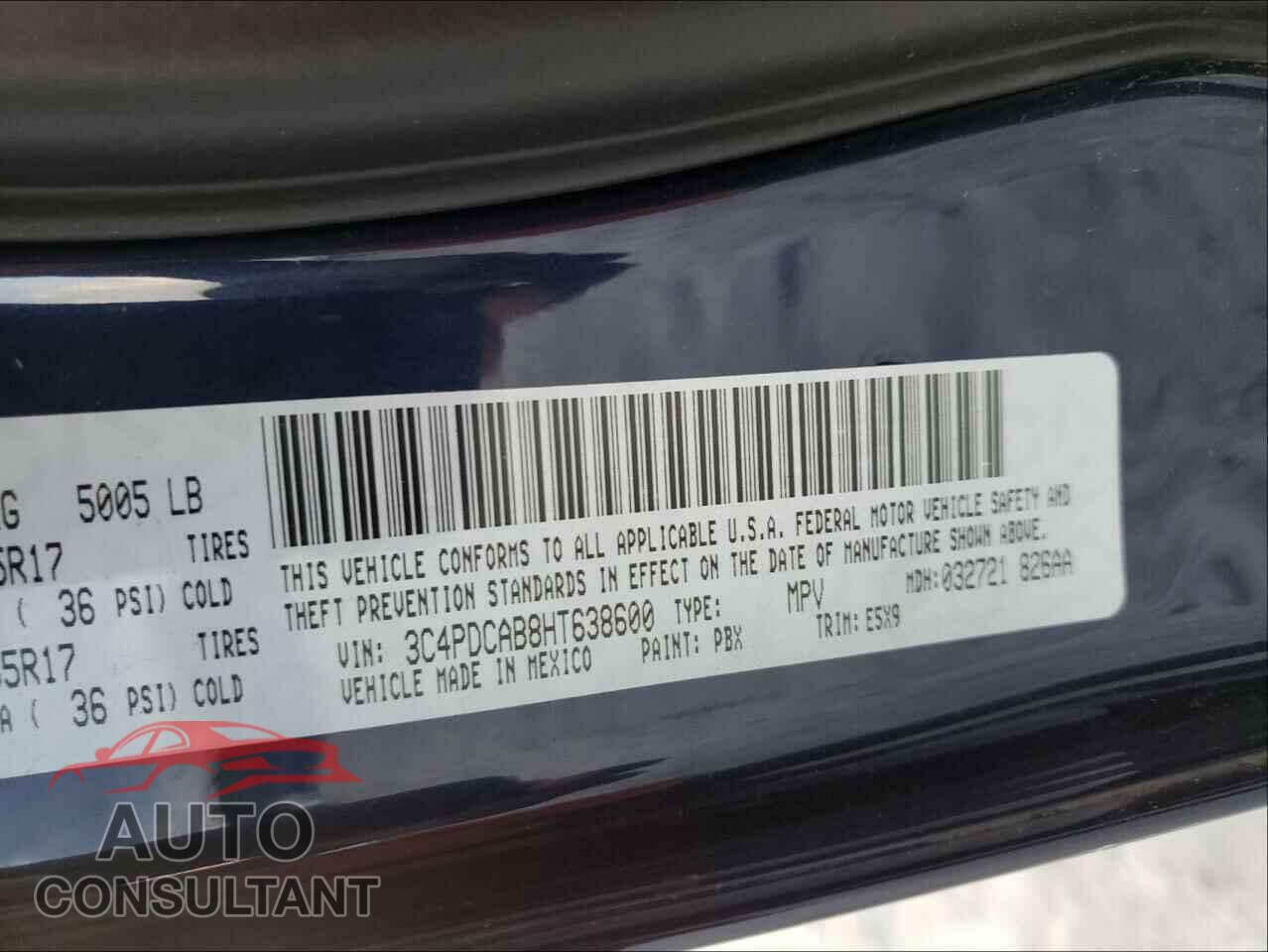 DODGE JOURNEY 2017 - 3C4PDCAB8HT638600