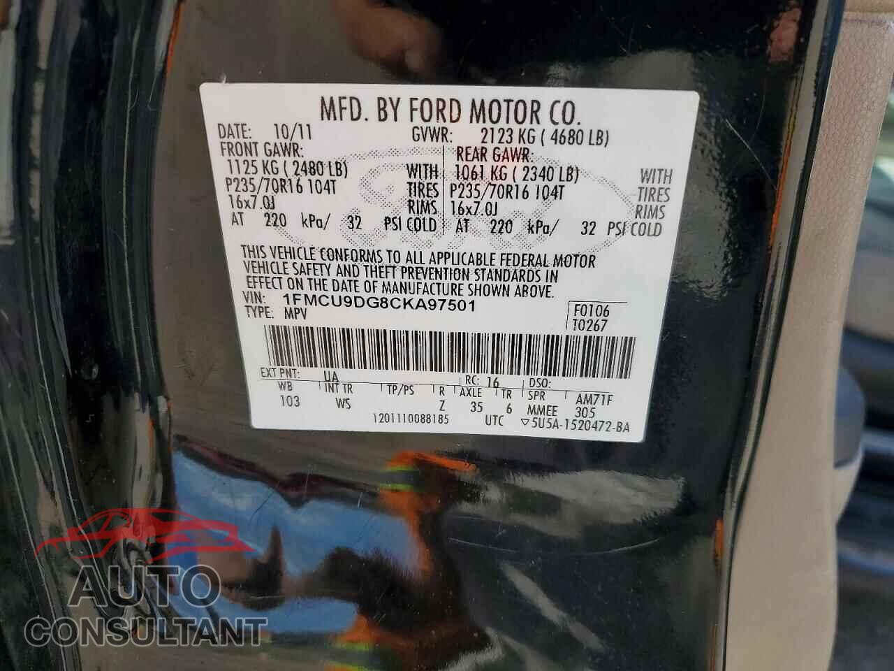 FORD ESCAPE 2012 - 1FMCU9DG8CKA97501