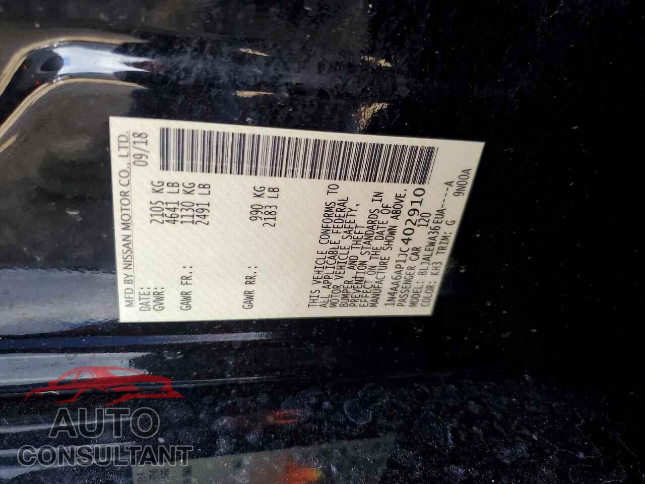 NISSAN MAXIMA 2018 - 1N4AA6AP1JC402910