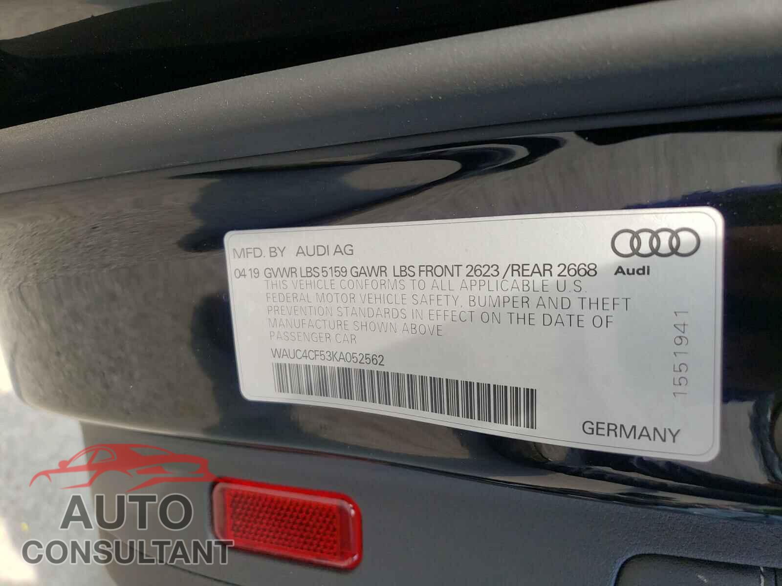 AUDI S5/RS5 2019 - WAUC4CF53KA052562
