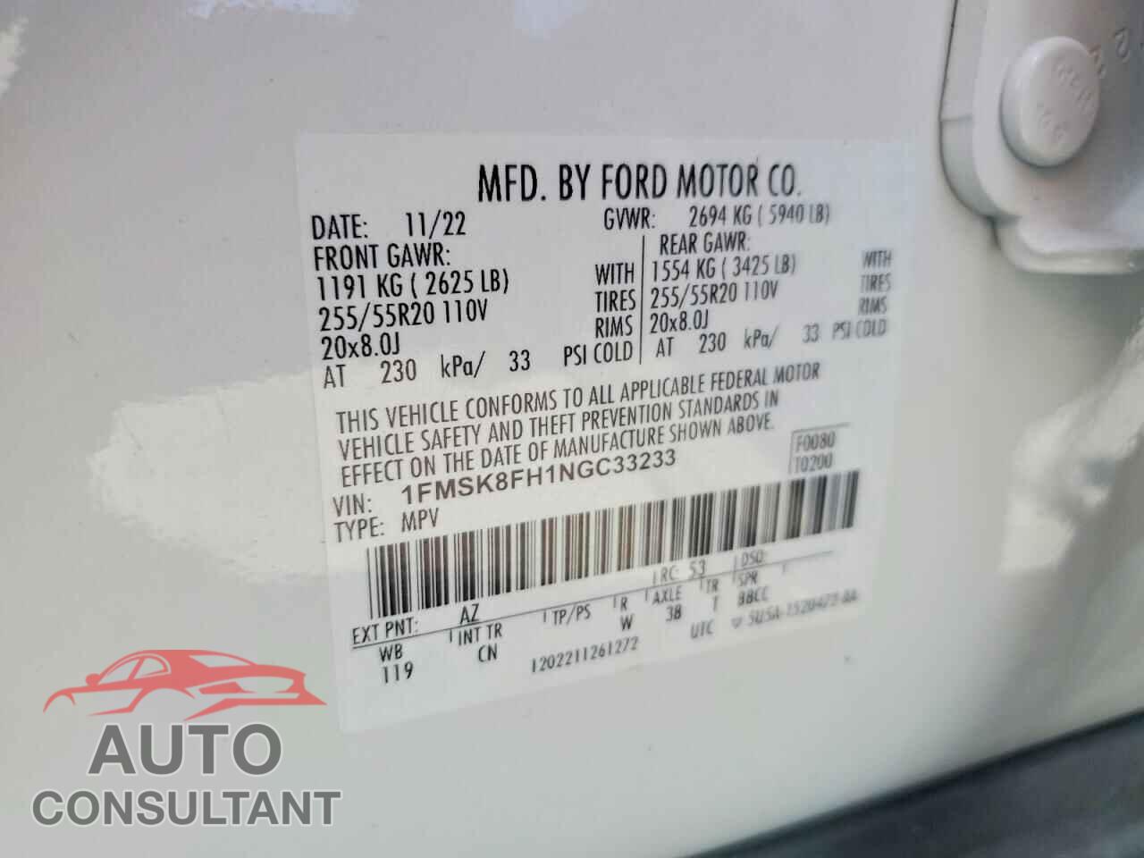 FORD EXPLORER 2022 - 1FMSK8FH1NGC33233