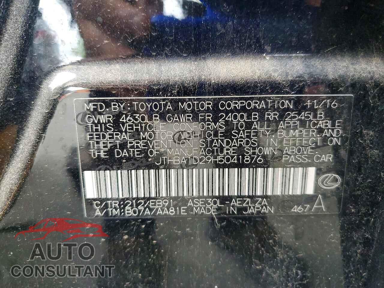 LEXUS IS 2017 - JTHBA1D29H5041876