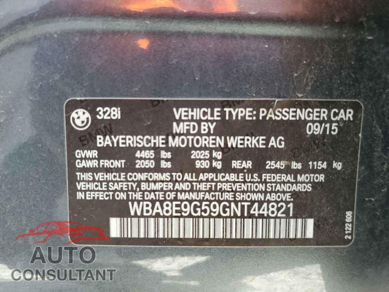 BMW 3 SERIES 2016 - WBA8E9G59GNT44821