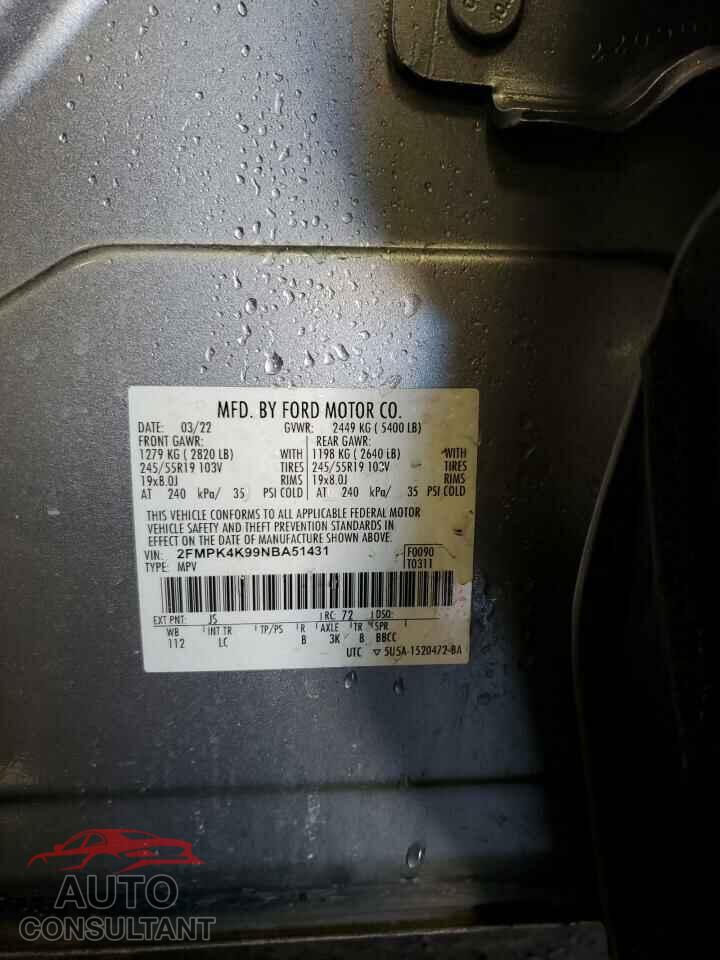 FORD EDGE 2022 - 2FMPK4K99NBA51431