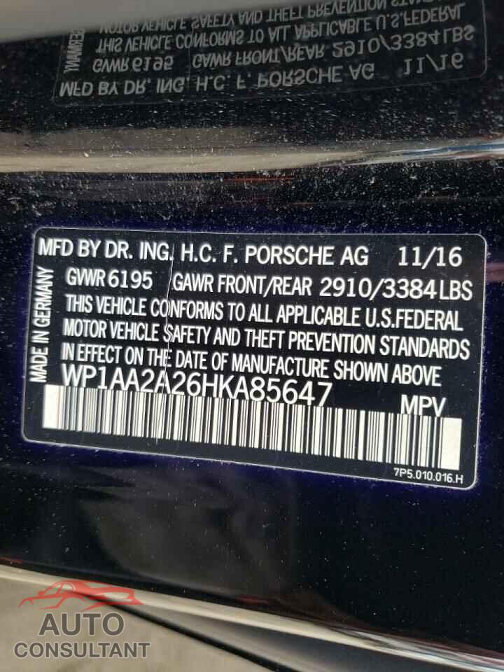 PORSCHE CAYENNE 2017 - WP1AA2A26HKA85647