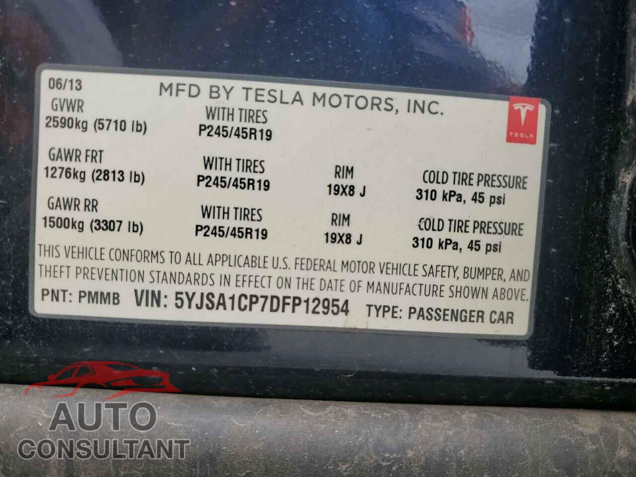 TESLA MODEL S 2013 - 5YJSA1CP7DFP12954