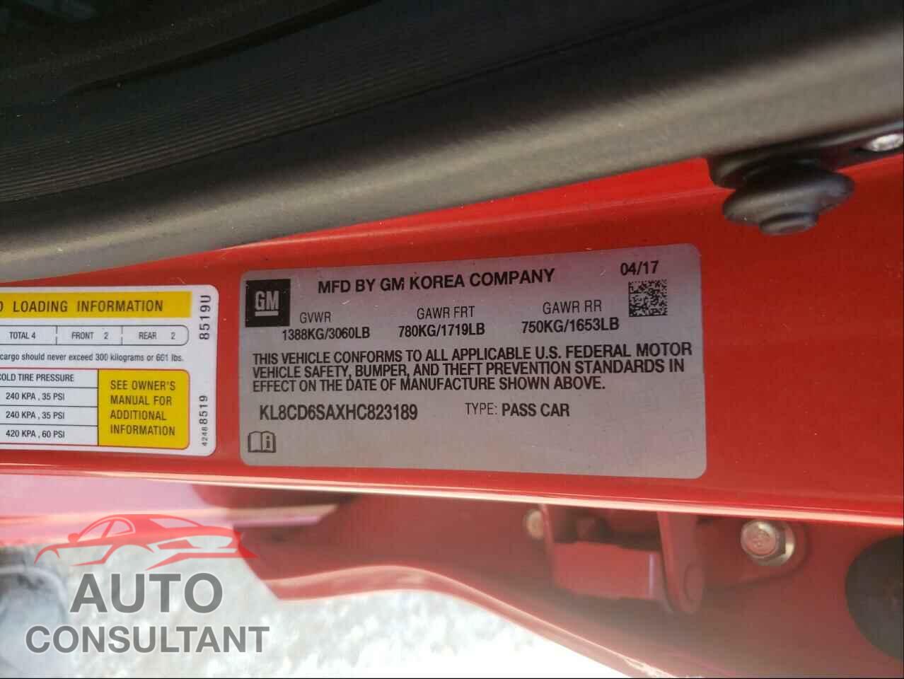 CHEVROLET SPARK 2017 - KL8CD6SAXHC823189