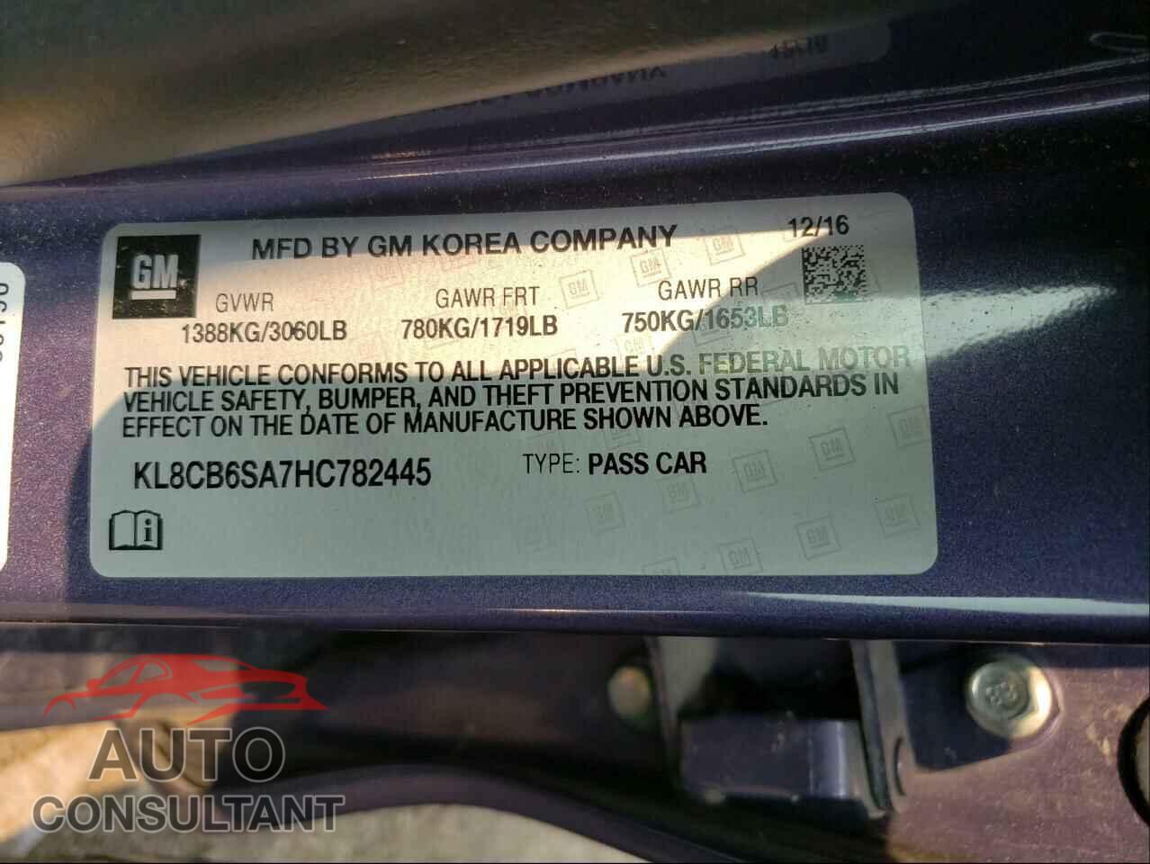 CHEVROLET SPARK 2017 - KL8CB6SA7HC782445