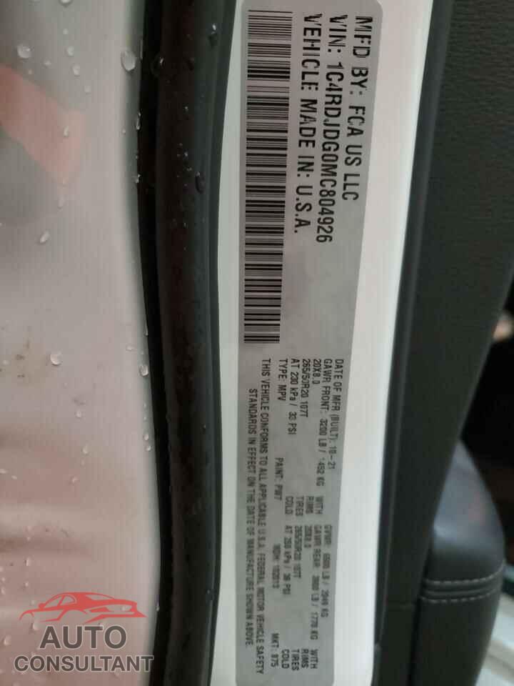 DODGE DURANGO 2021 - 1C4RDJDG0MC804926