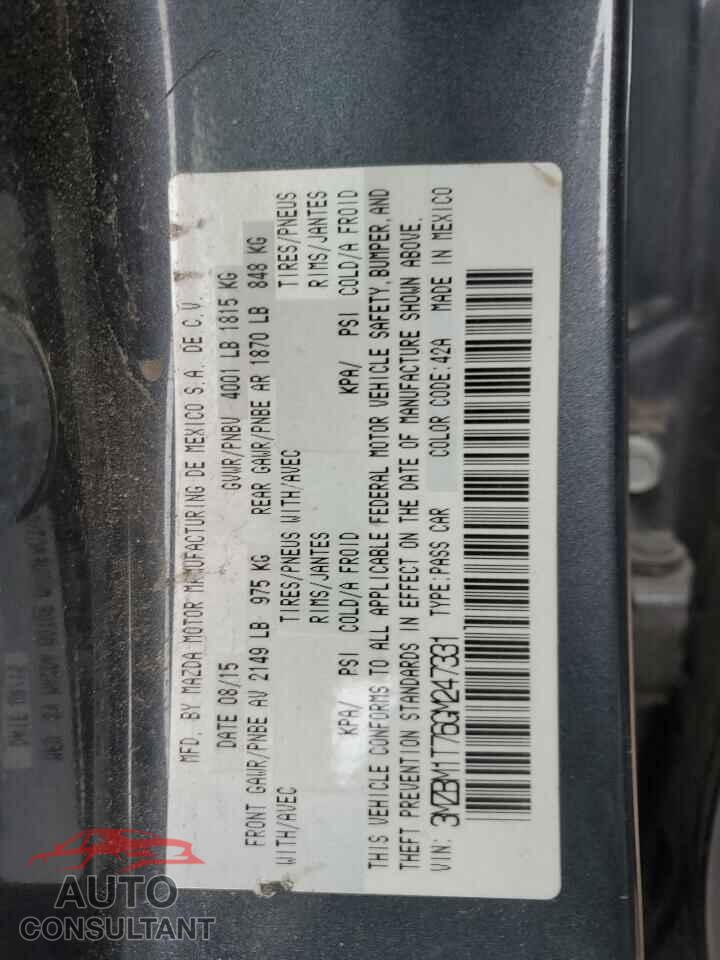 MAZDA 3 2016 - 3MZBM1T76GM247331