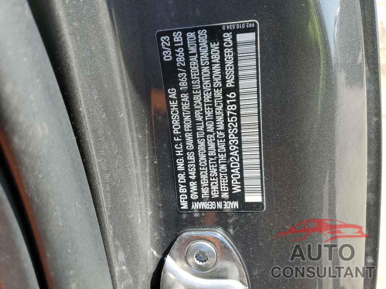 PORSCHE 911 2023 - WP0AD2A93PS257816