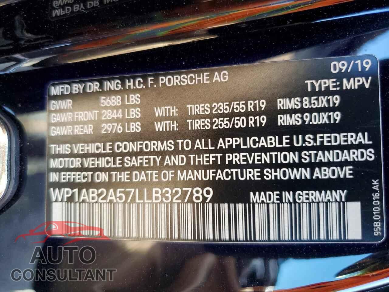 PORSCHE MACAN 2020 - WP1AB2A57LLB32789