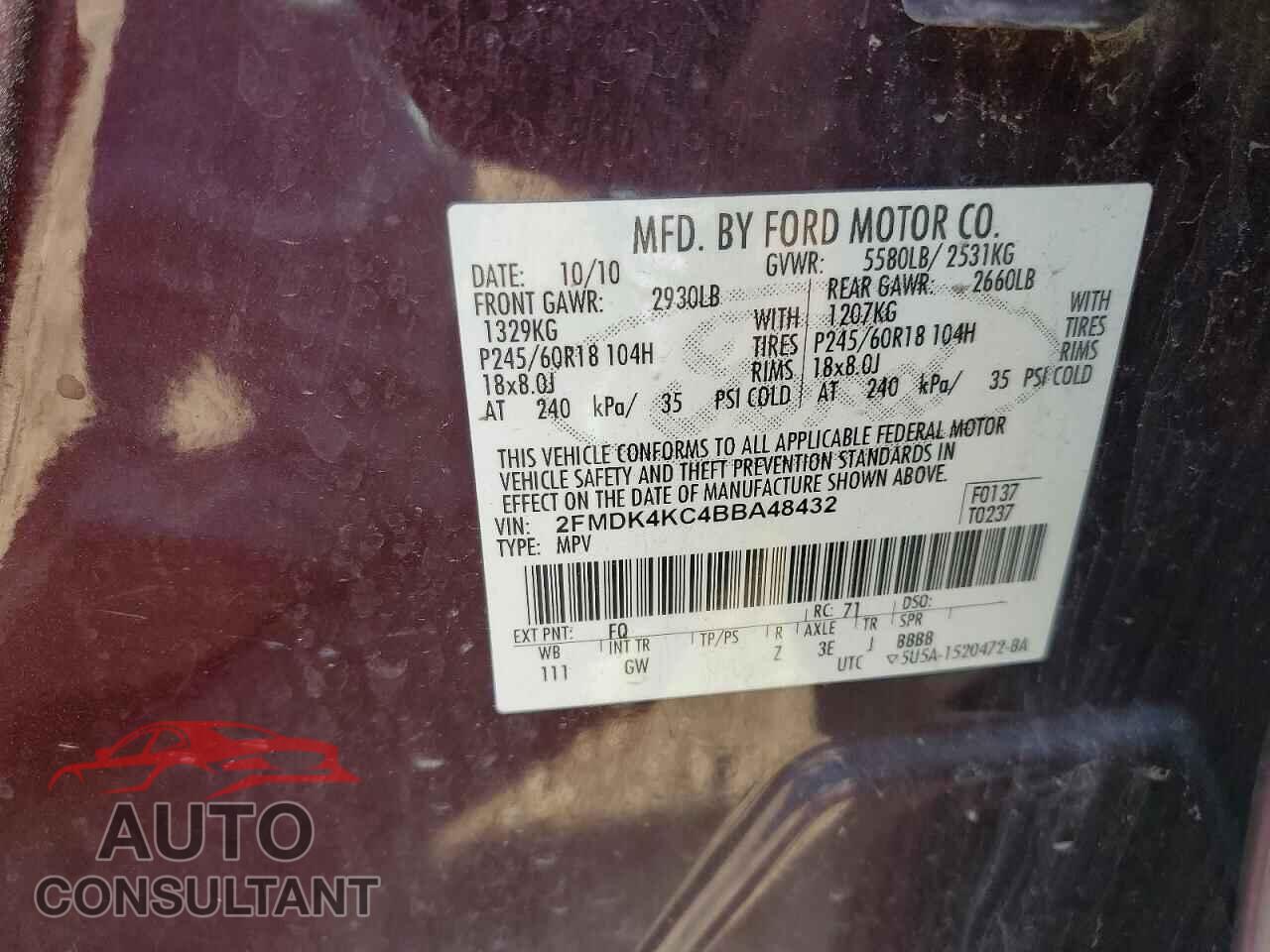FORD EDGE 2011 - 2FMDK4KC4BBA48432