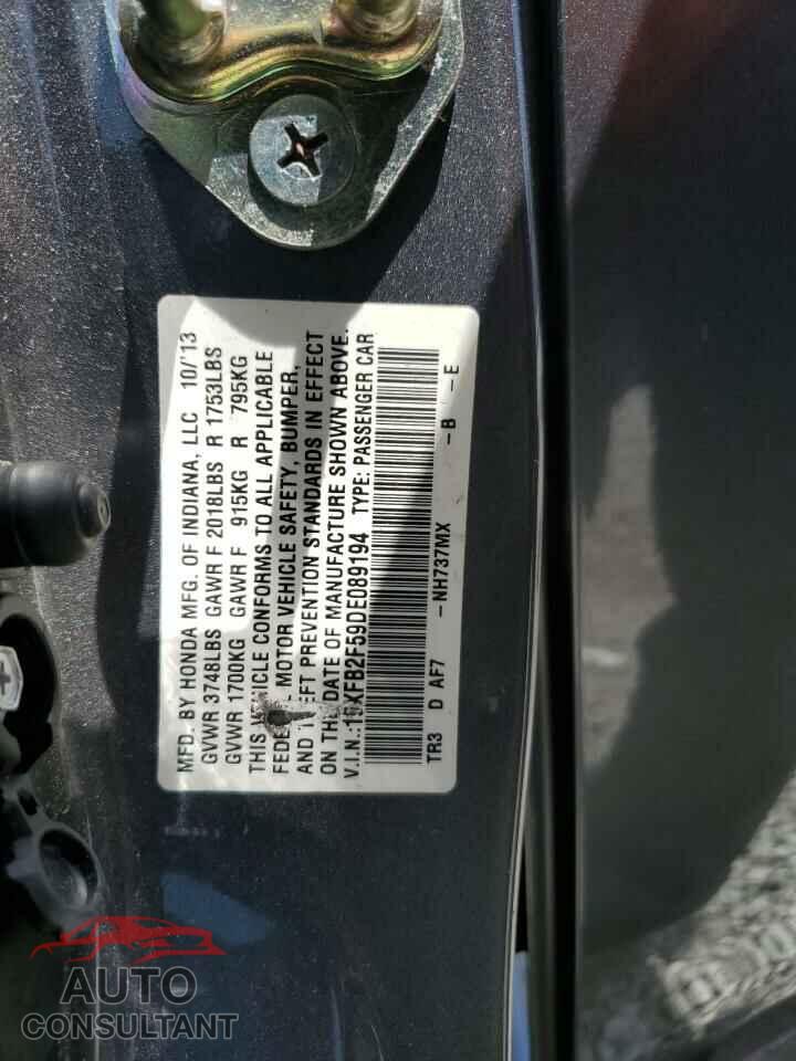 HONDA CIVIC 2013 - 19XFB2F59DE089194