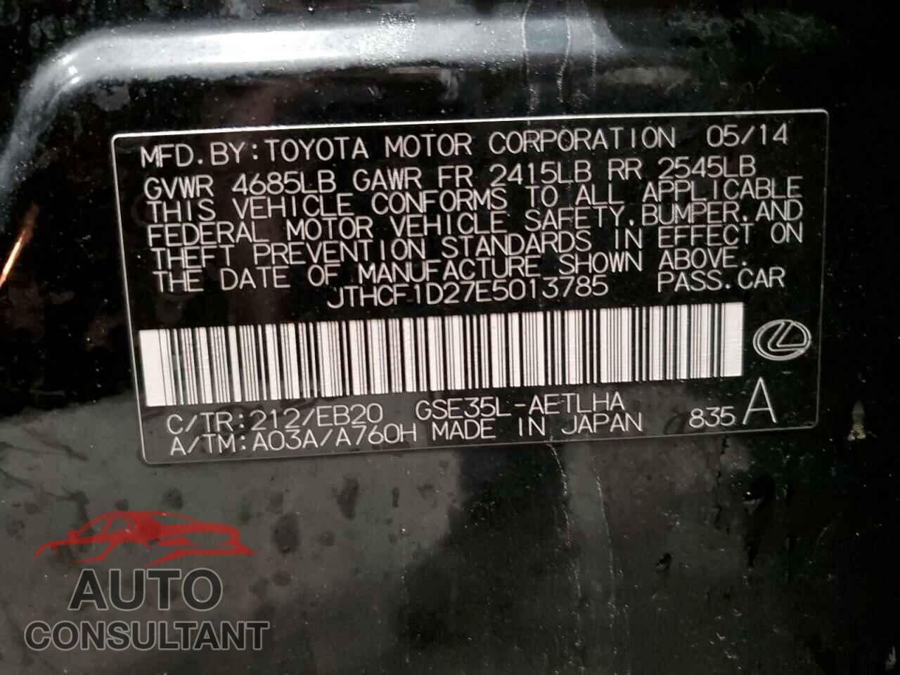 LEXUS IS 2014 - JTHCF1D27E5013785